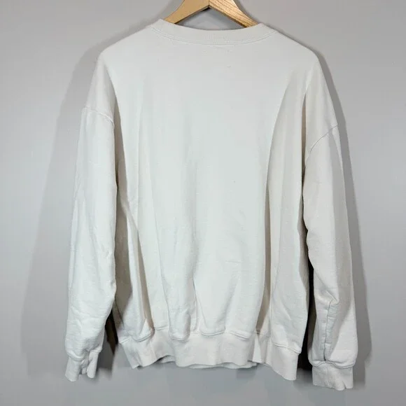 OFFLINE by Aerie Tacos & Tennis Crewneck Sweatshirt Cream Graphic Sz M - Picture 6 of 7